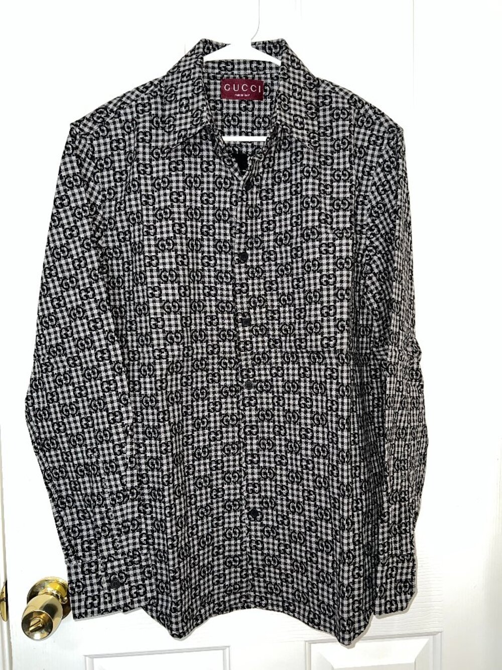 GUCCI CC LOGO WOVEN PLAID SHIRT 100% Cotton - Size Medium - NEW!  Retail $2,190